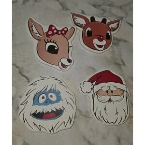 Rudolph Abominable Clarice Santa Shaped Stone Cork Bottom Coasters Christmas